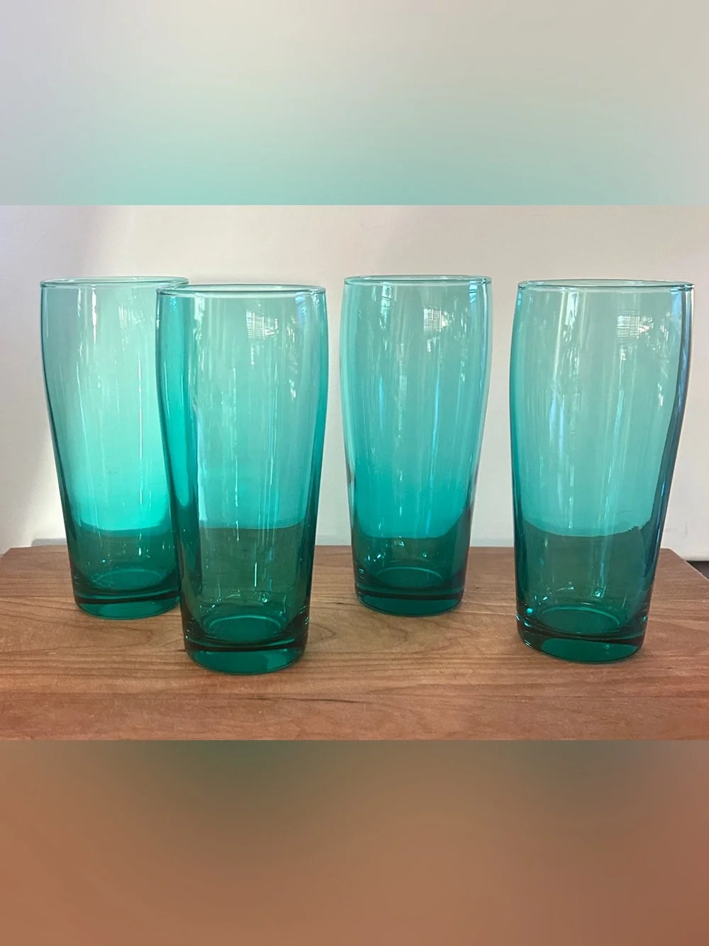 Cristar Bilboa Cooler 16oz Highball Pub Beer Glass Ice Tea Smoke Green SET OF 4